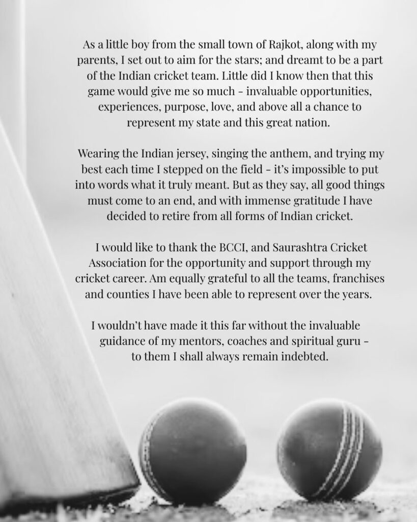 Cheteshwar Pujara announces retirement
