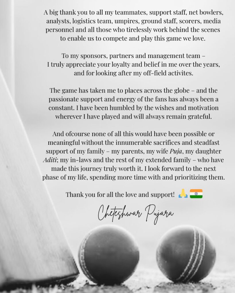 Cheteshwar Pujara announces retirement