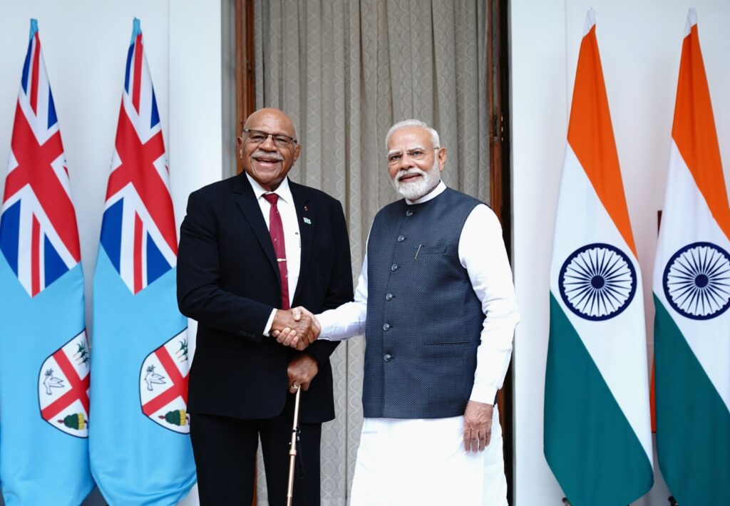 Prime Minister Narendra Modi and Fijian Prime Minister Sitiveni Rabuka