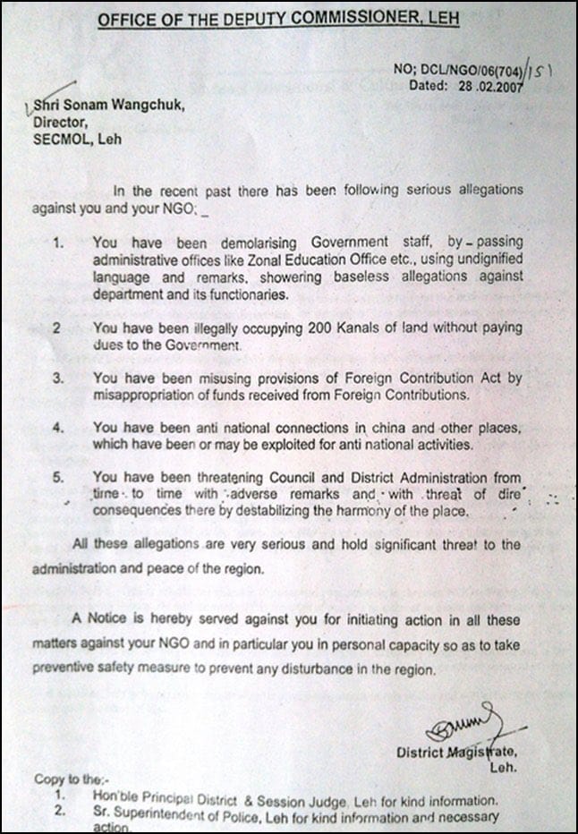 Sonam Wangchuk FCRA